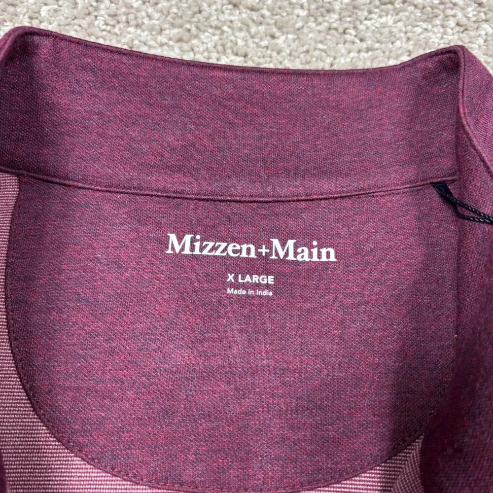 Mizzen+Main Mens KPI Quarter Zip Pullover Wine Heather XL 1PO-2048 NWT